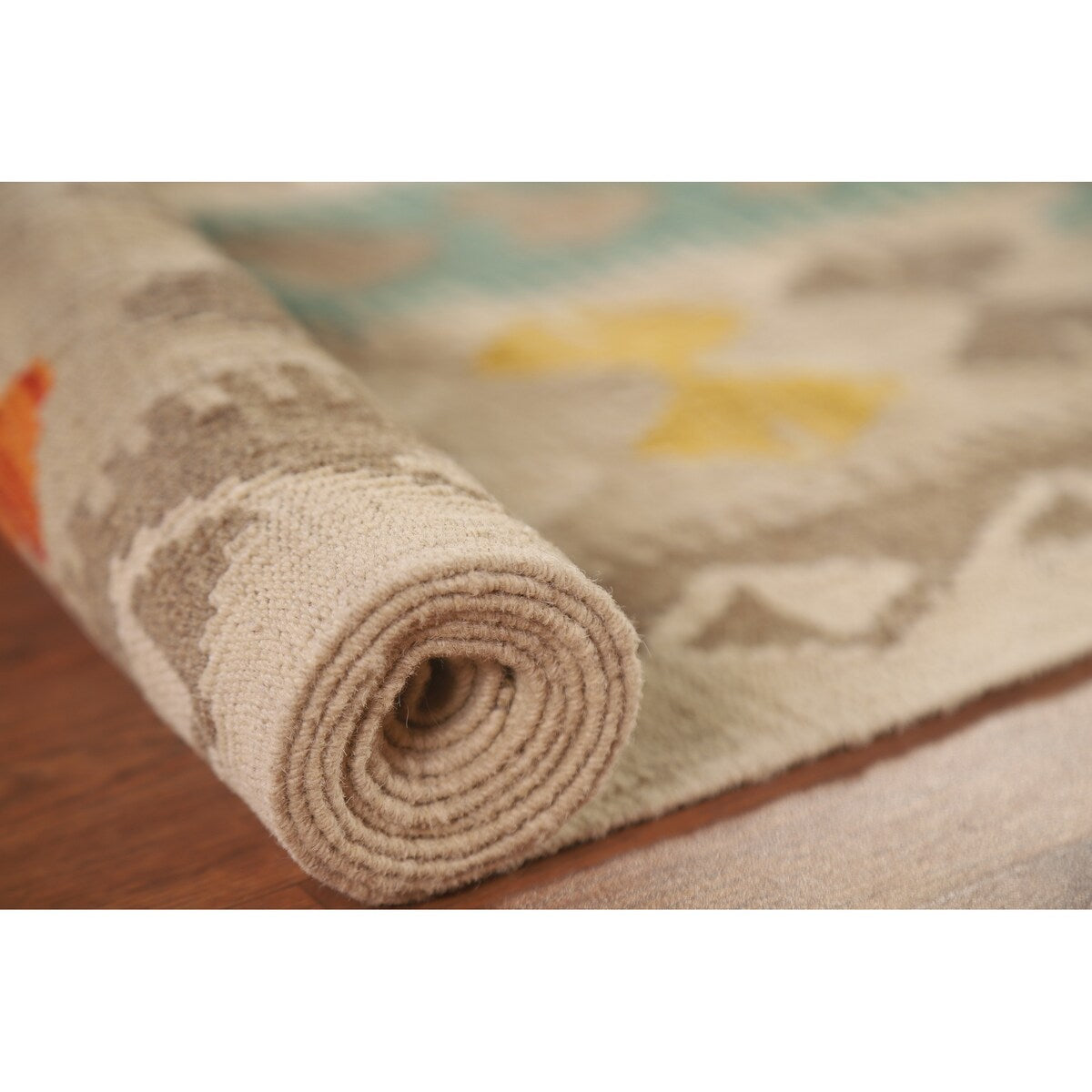 All-Over Geometric Kilim Oriental Area Rug Hand-woven Wool Carpet - 8'2" x 11'5"