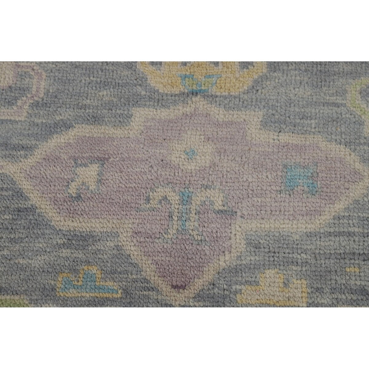 All-Over Gray Oushak Oriental Area Rug Hand-Knotted Wool Carpet - 8'1" x 10'0"