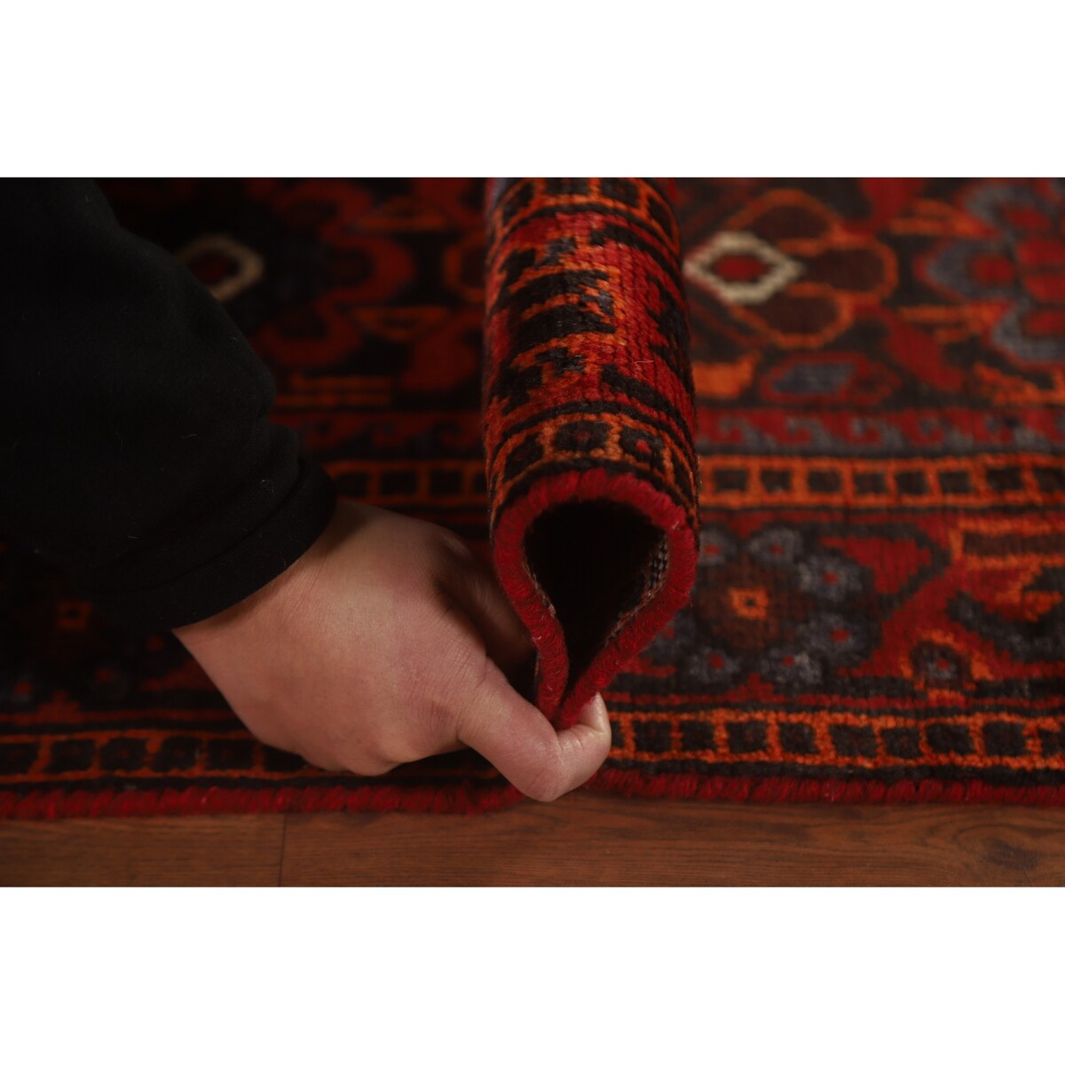 All-Over Hamedan Persian Vintage Runner Rug Hand-knotted Wool Carpet - 3'4"x 10'4"