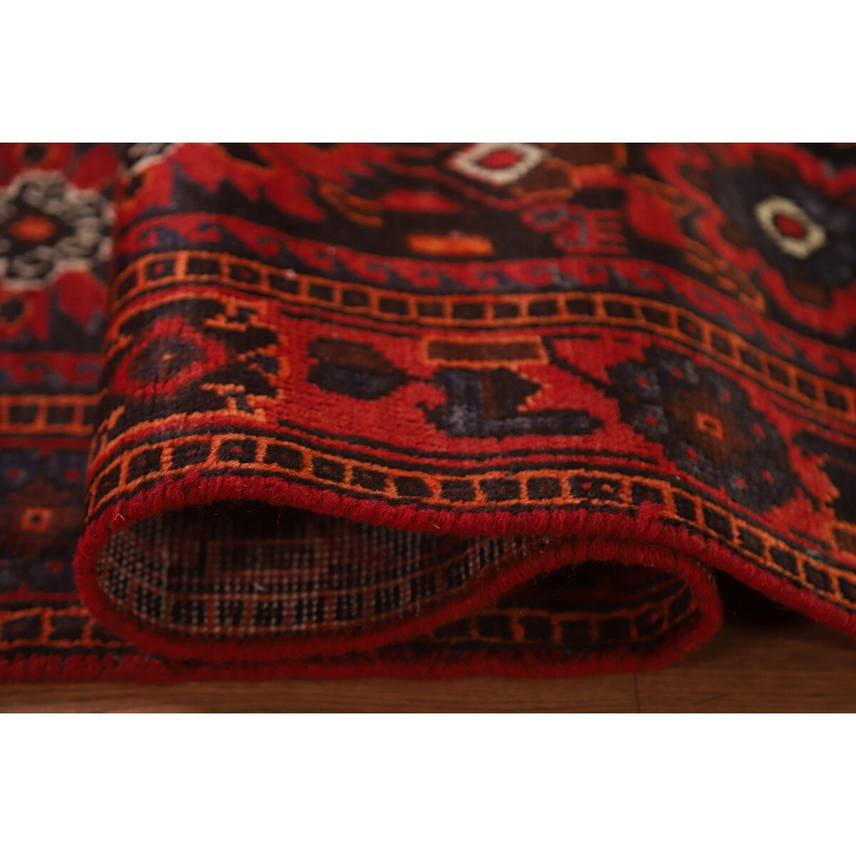 All-Over Hamedan Persian Vintage Runner Rug Hand-knotted Wool Carpet - 3'4"x 10'4"