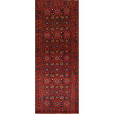 All-Over Hamedan Persian Vintage Runner Rug Hand-knotted Wool Carpet - 3'4"x 10'4"