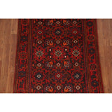 All-Over Hamedan Persian Vintage Runner Rug Hand-knotted Wool Carpet - 3'4"x 10'4"