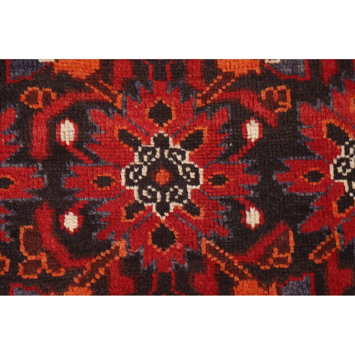 All-Over Hamedan Persian Vintage Runner Rug Hand-knotted Wool Carpet - 3'4"x 10'4"