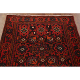 All-Over Hamedan Persian Vintage Runner Rug Hand-knotted Wool Carpet - 3'4"x 10'4"
