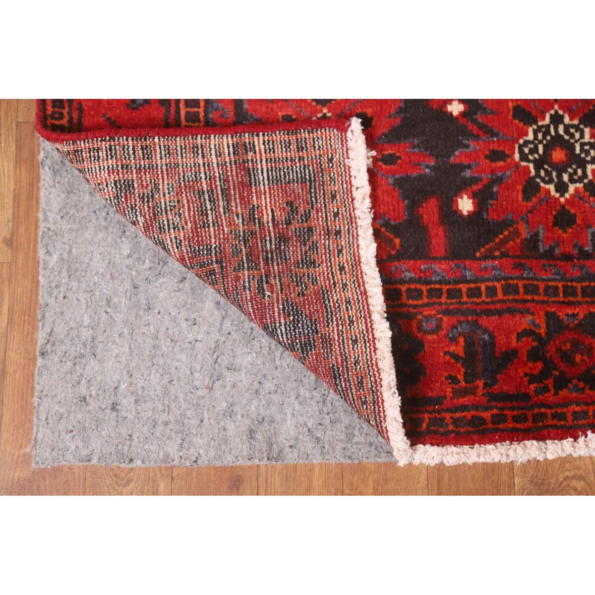 All-Over Hamedan Persian Vintage Runner Rug Hand-knotted Wool Carpet - 3'4"x 10'4"