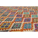 All-Over Kilim Area Rug Hand-Woven Wool Carpet - 8'0" x 9'10"