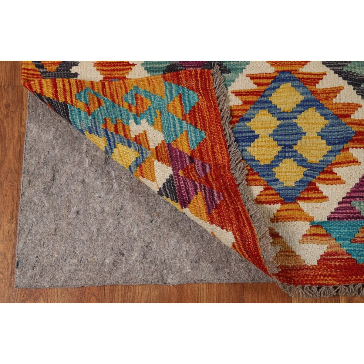 All-Over Kilim Area Rug Hand-Woven Wool Carpet - 8'0" x 9'10"