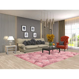 All-Over Pink Abstract Modern Area Rug Handmade Wool Carpet - 5'11" x 8'11"