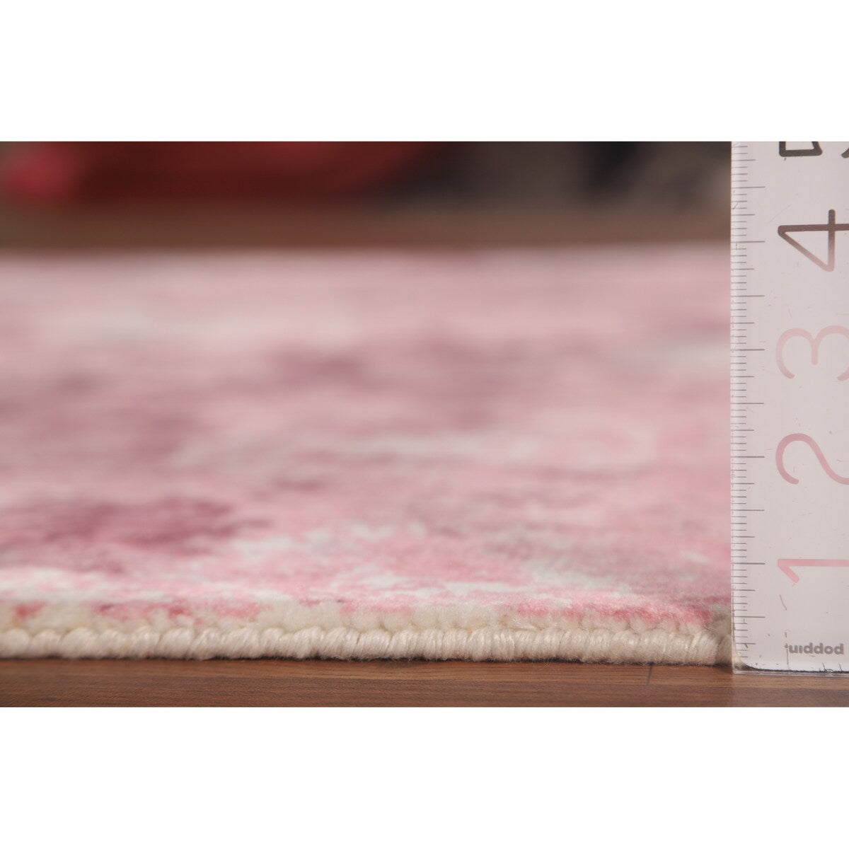 All-Over Pink Abstract Modern Area Rug Handmade Wool Carpet - 5'11" x 8'11"