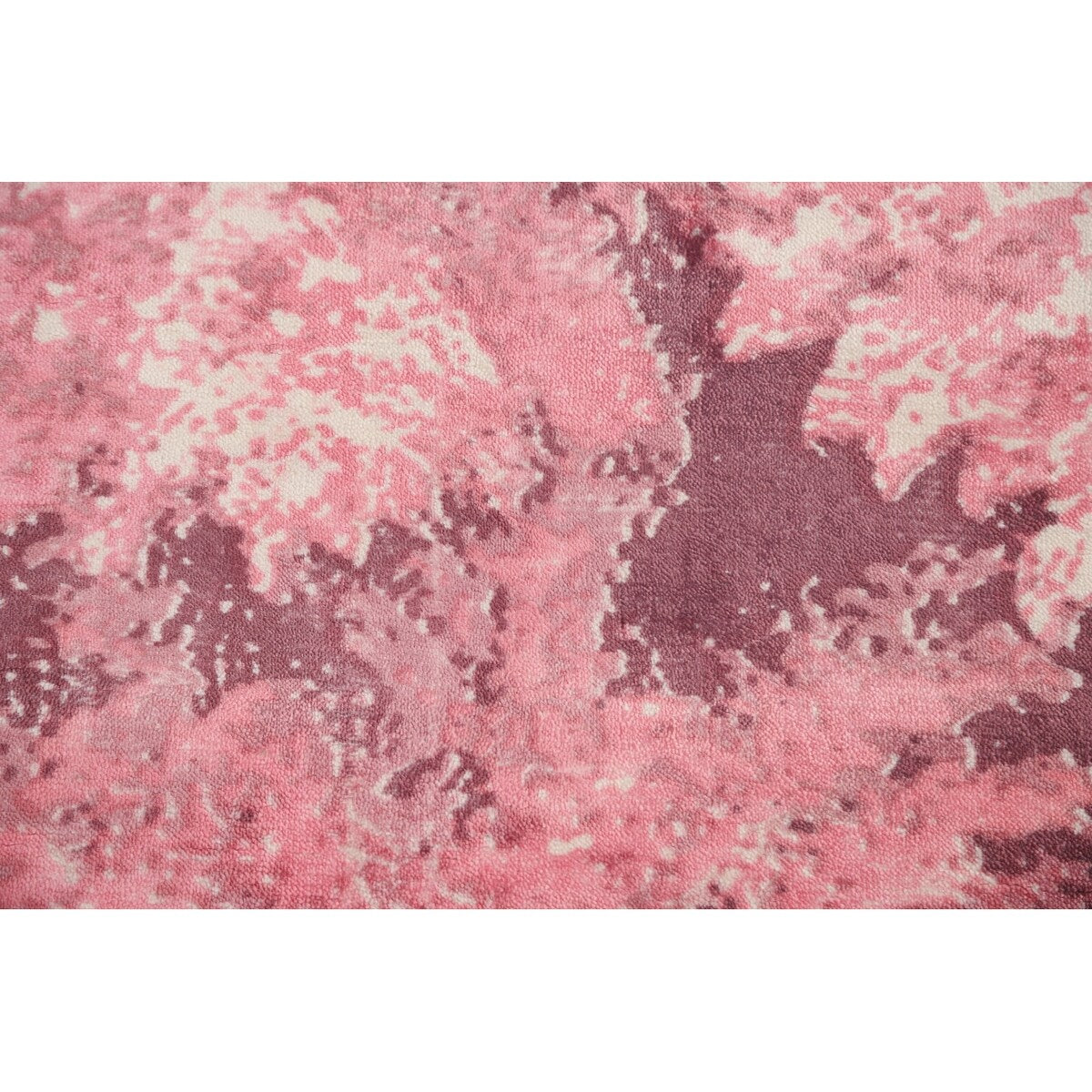 All-Over Pink Abstract Modern Area Rug Handmade Wool Carpet - 5'11" x 8'11"