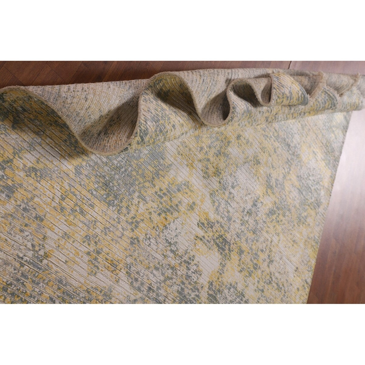 All-Over Striped Abstract Modern Area Rug Handmade Wool Carpet - 5'5" x 7'5"