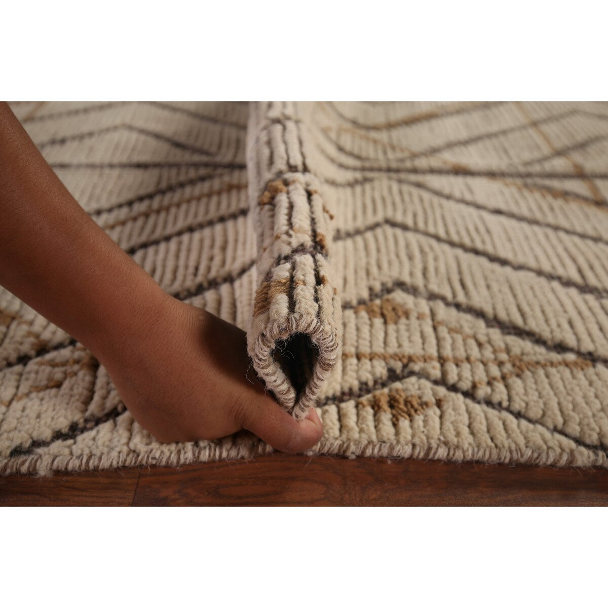 All-Over Trellis Geometric Moroccan Area Rug Handmade Wool Carpet - 8'0"x 12'9"