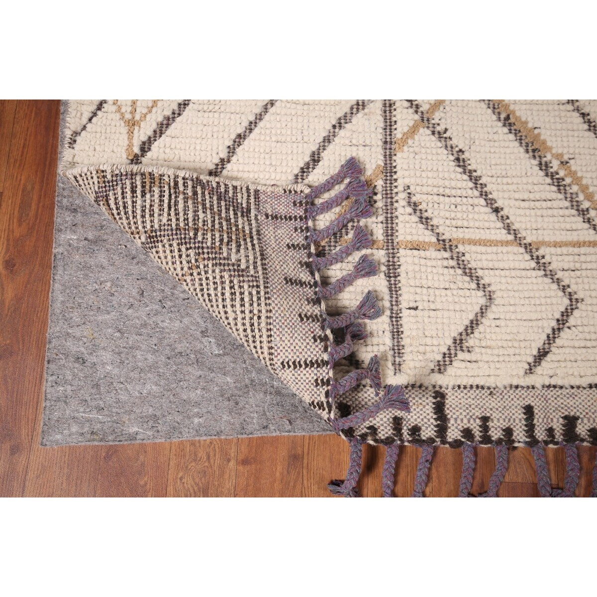 All-Over Trellis Geometric Moroccan Area Rug Handmade Wool Carpet - 8'0"x 12'9"