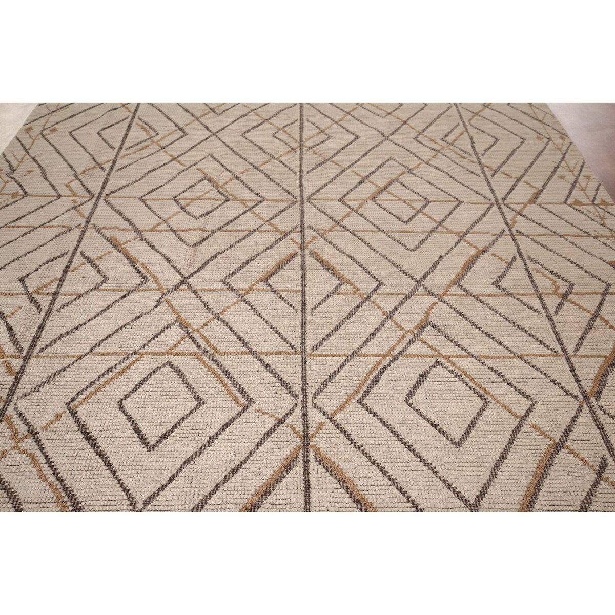 All-Over Trellis Geometric Moroccan Area Rug Handmade Wool Carpet - 8'0"x 12'9"