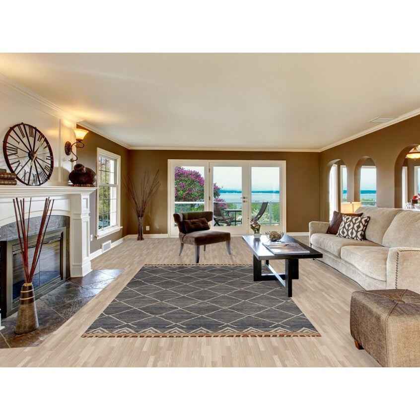 All-Over Trellis Moroccan Area Rug Hand-Knotted Wool Carpet - 6'0"x 9'10"