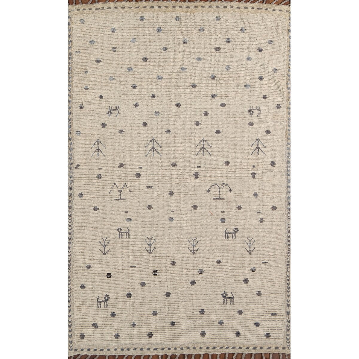 All-Over Tribal Moroccan Area Rug Handmade Wool Carpet - 5'2"x 8'3"