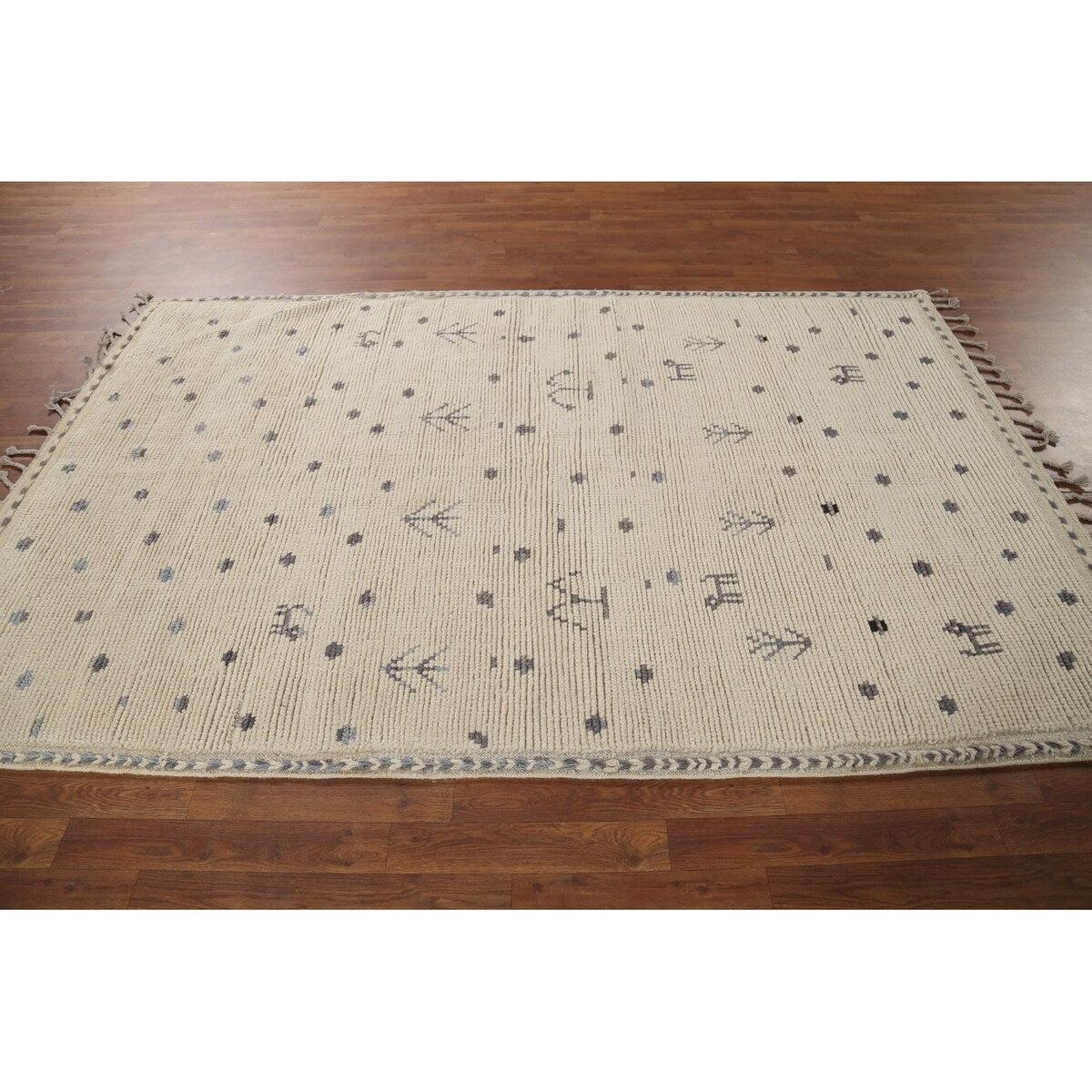 All-Over Tribal Moroccan Area Rug Handmade Wool Carpet - 5'2"x 8'3"