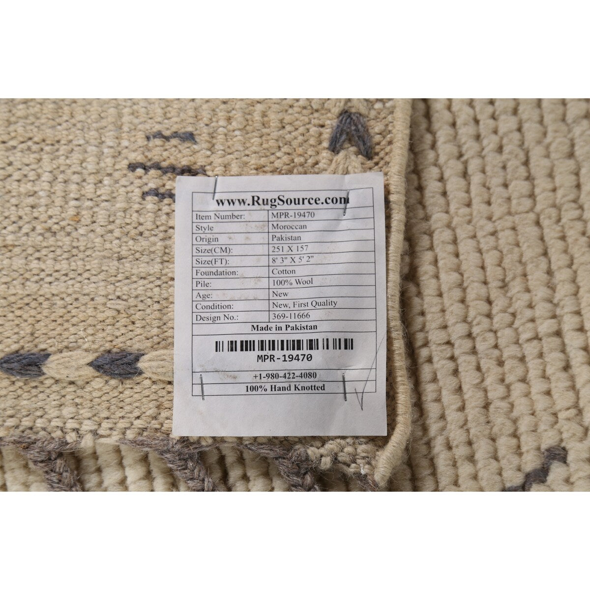 All-Over Tribal Moroccan Area Rug Handmade Wool Carpet - 5'2"x 8'3"
