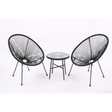 All-Weather Chair & Table Set, Oval Papasan Chairs and Glass Top Table