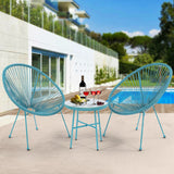 All-Weather Chair & Table Set, Oval Papasan Chairs and Glass Top Table