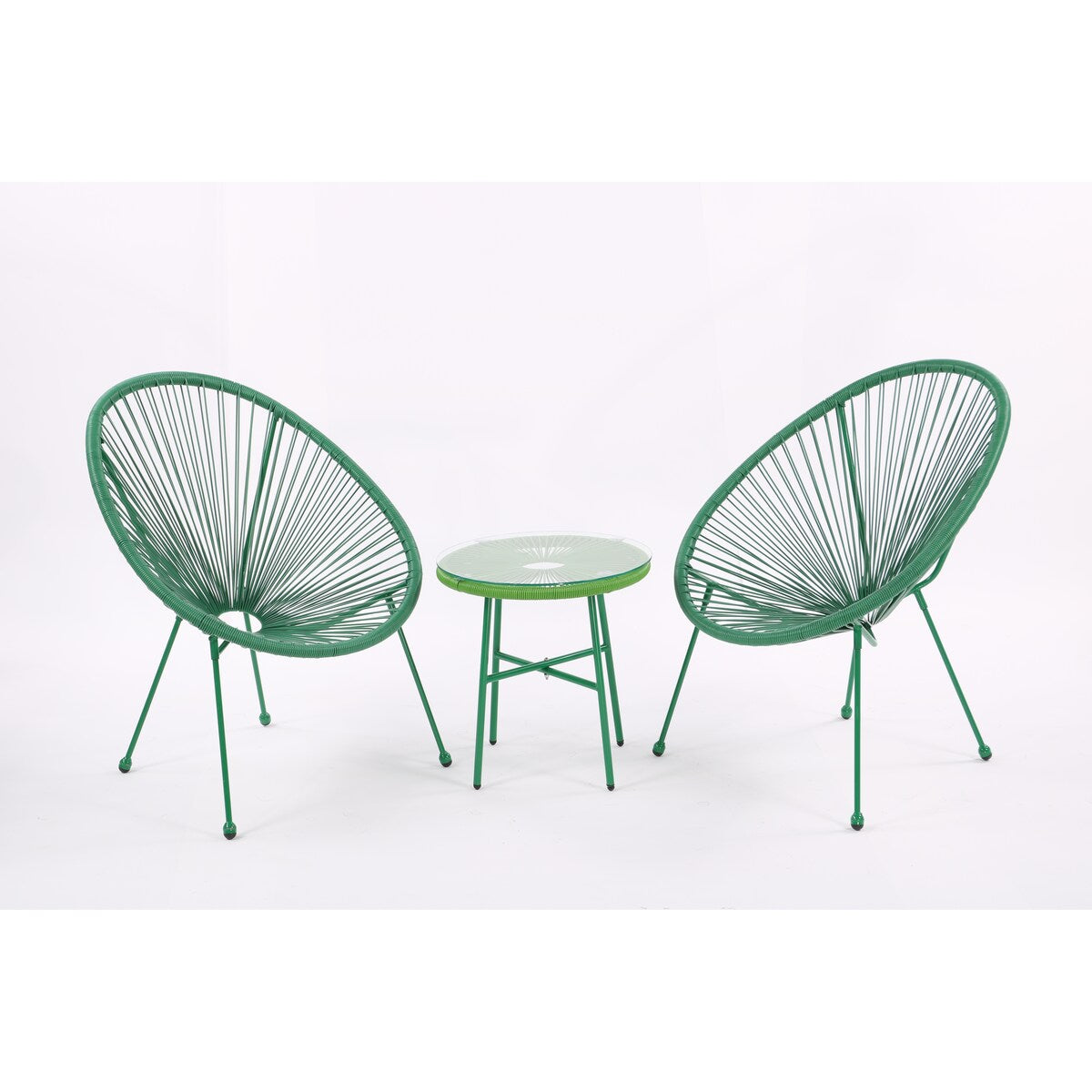 All-Weather Chair & Table Set, Oval Papasan Chairs and Glass Top Table