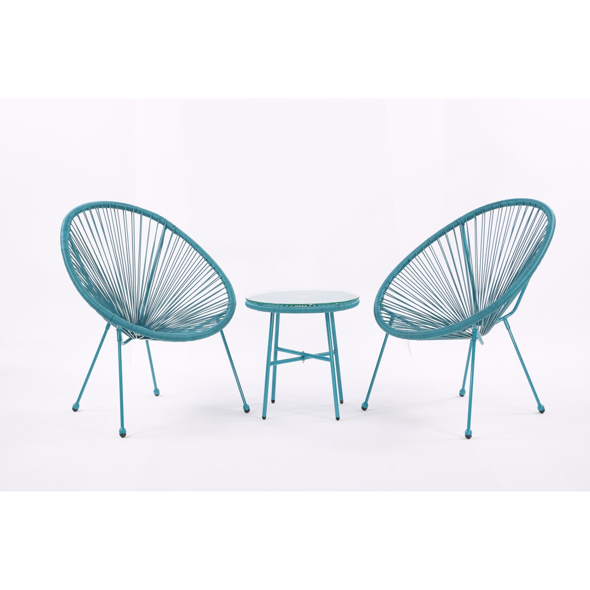 All-Weather Chair & Table Set, Oval Papasan Chairs and Glass Top Table