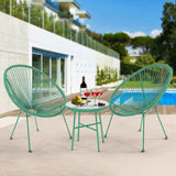 All-Weather Chair & Table Set, Oval Papasan Chairs and Glass Top Table