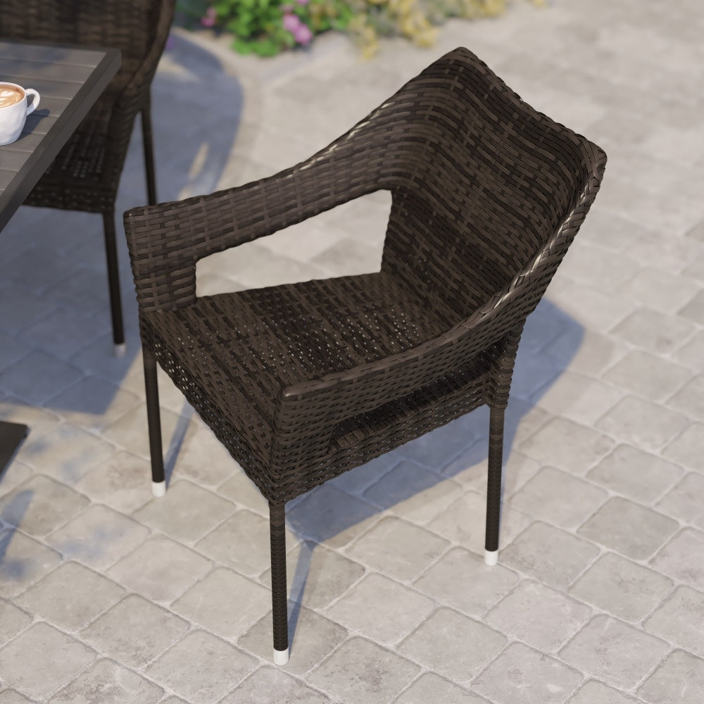 All Weather Commercial Grade PE Rattan Stacking Patio Chairs - 4 Pack