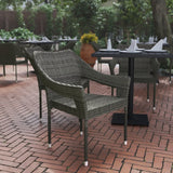 All Weather Commercial Grade PE Rattan Stacking Patio Chairs - 4 Pack