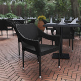 All Weather Commercial Grade PE Rattan Stacking Patio Chairs - 4 Pack