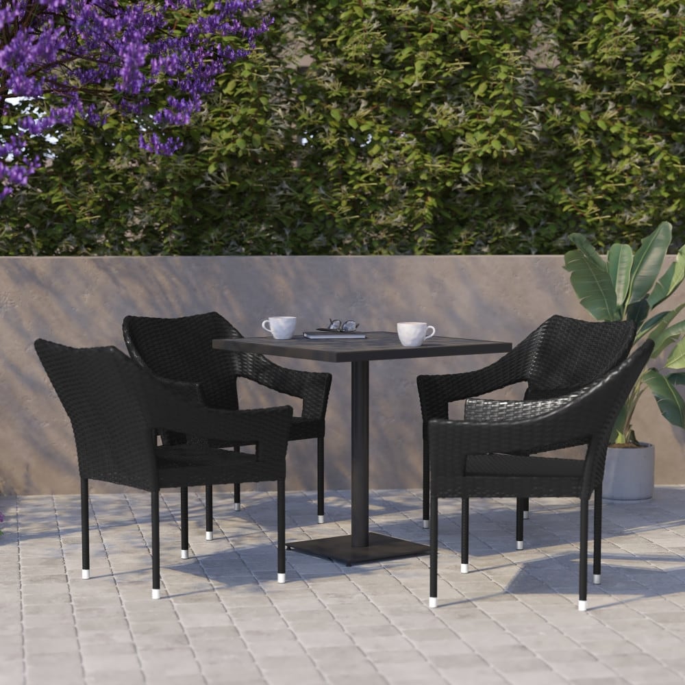 All Weather Commercial Grade PE Rattan Stacking Patio Chairs - 4 Pack