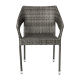 All Weather Commercial Grade PE Rattan Stacking Patio Chairs - 4 Pack
