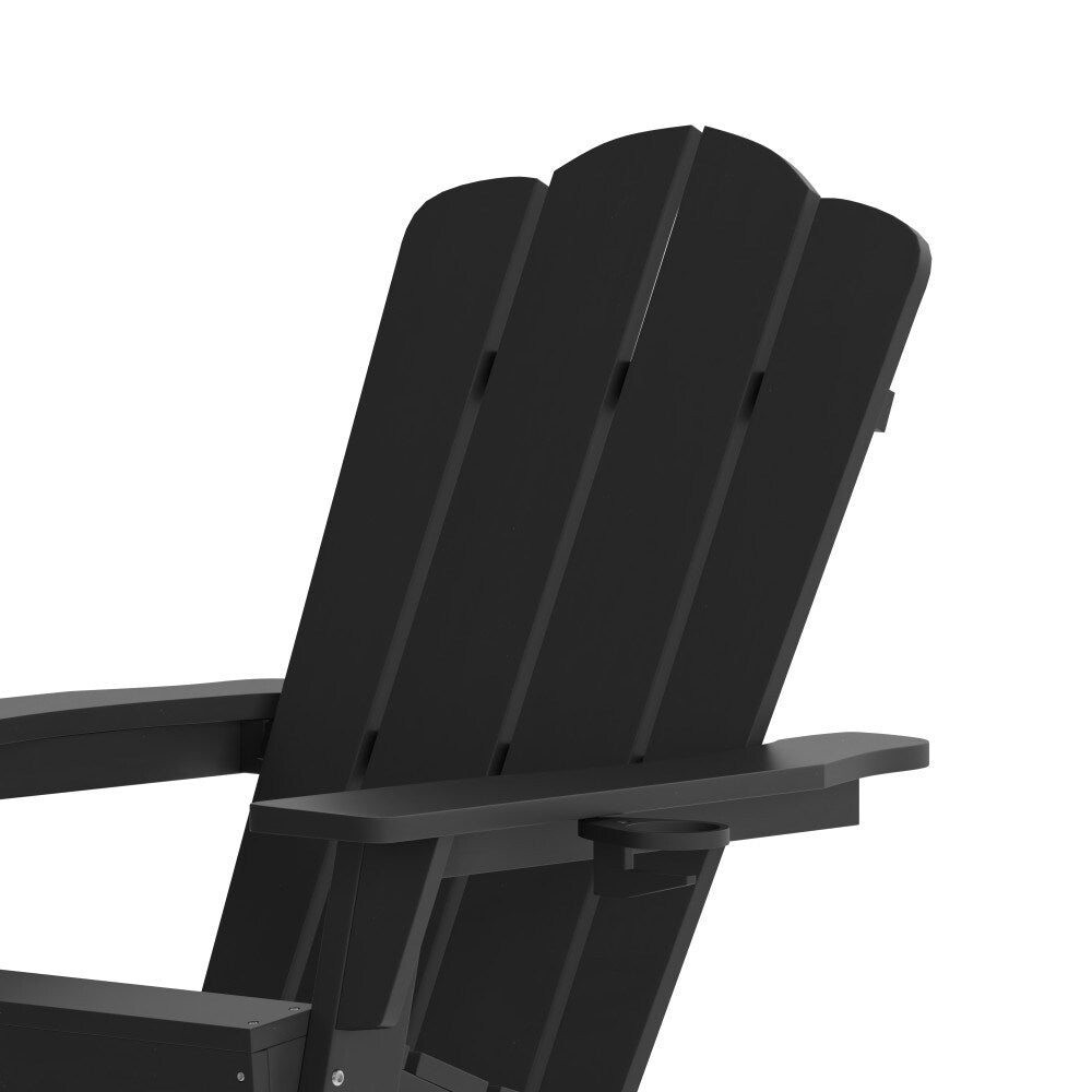 All-Weather Rocking Adirondack Chair with Swiveling Cupholder