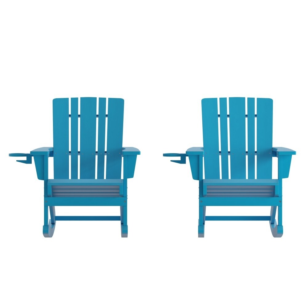 All-Weather Rocking Adirondack Chair with Swiveling Cupholder