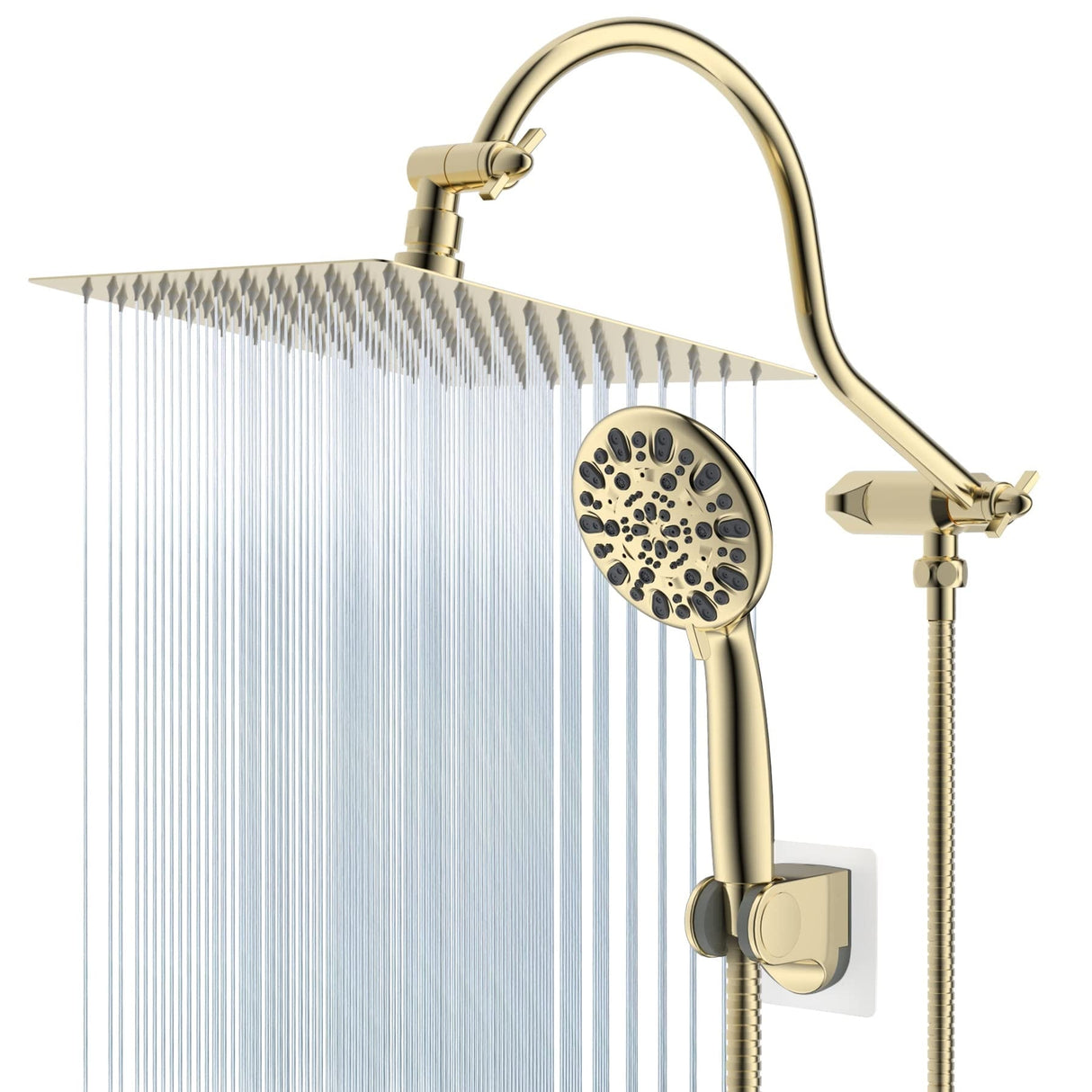 All metal 10 Inch High Pressure Rainfall Shower head with Handheld Spray