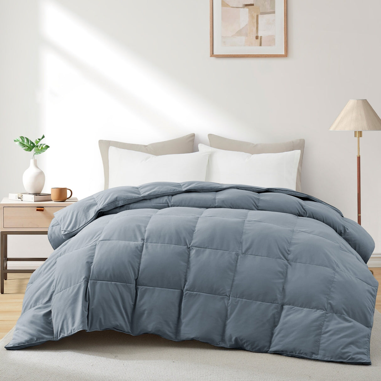 All season & Lightweight White Goose Down Duvet Comforter-Dark Gray
