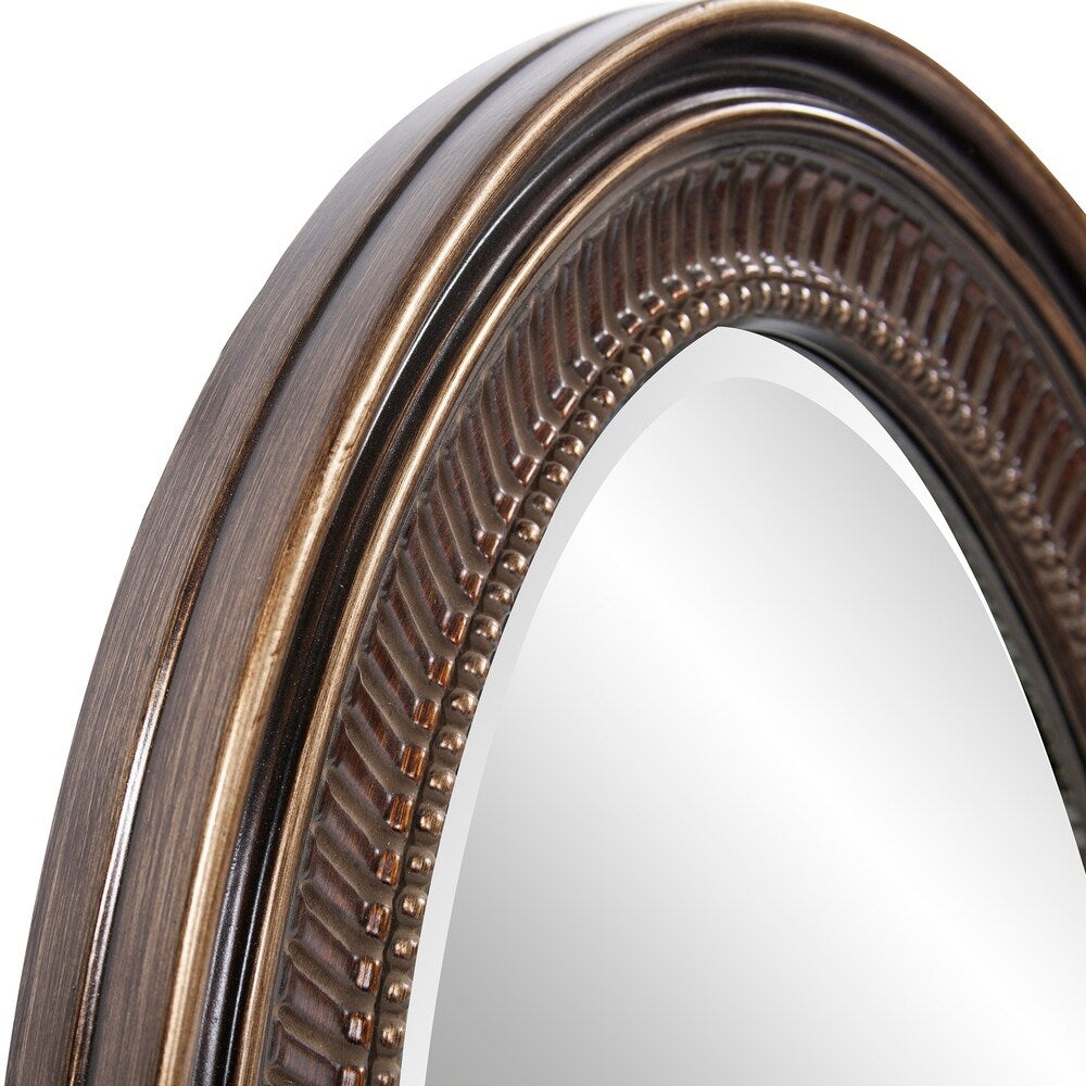 Allan Andrews Bronze Ribbed Oval Framed Wall Mirror