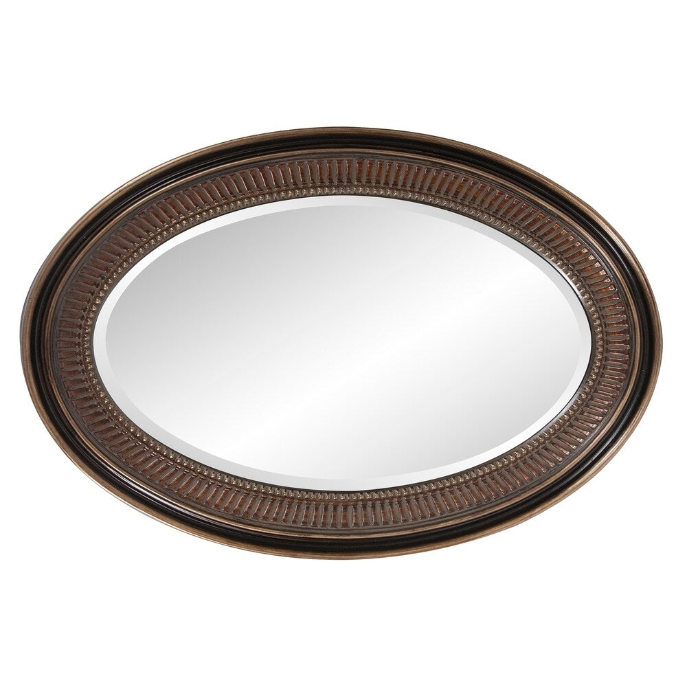 Allan Andrews Bronze Ribbed Oval Framed Wall Mirror
