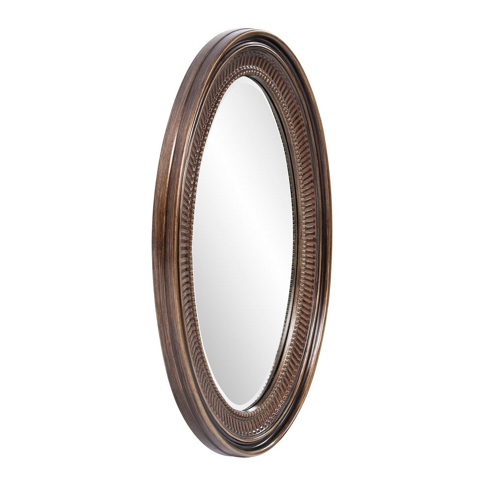 Allan Andrews Bronze Ribbed Oval Framed Wall Mirror