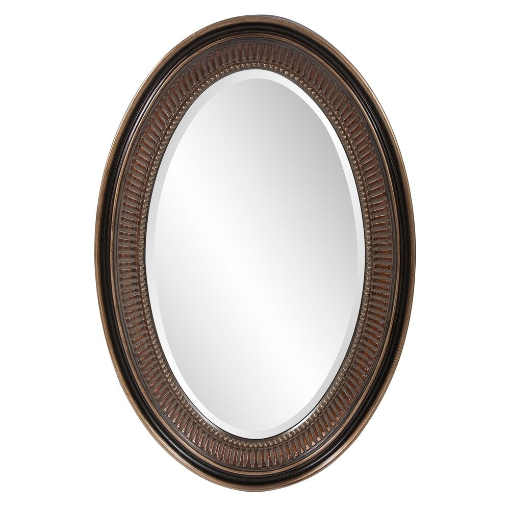 Allan Andrews Bronze Ribbed Oval Framed Wall Mirror