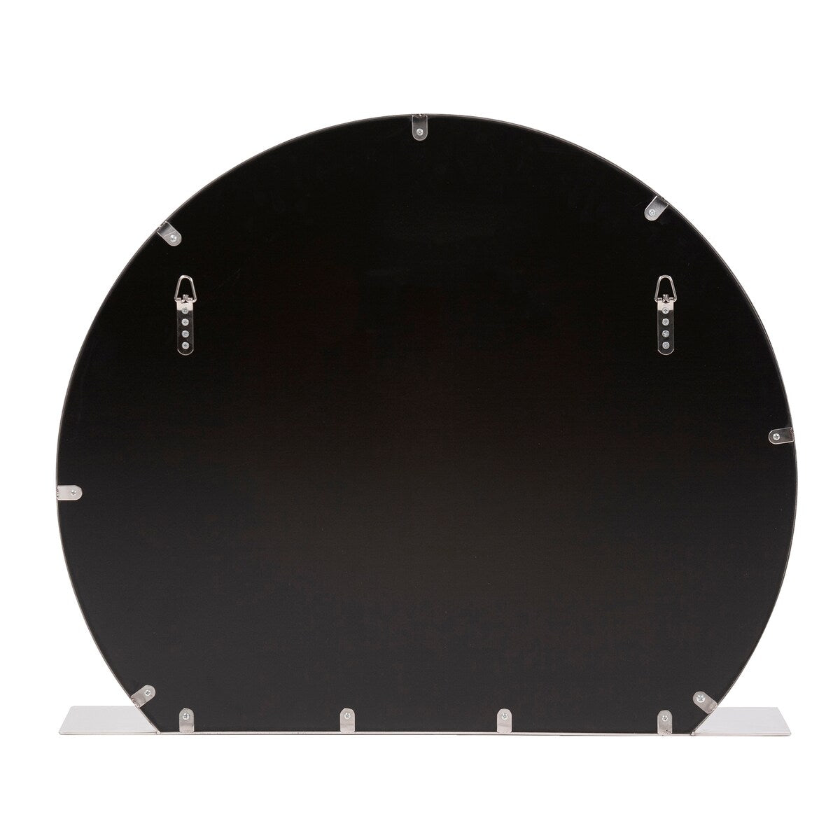 Allan Andrews Round Silver Stainless Steel Framed Wall Mirror with Shelf - 30"W x 25.5"H