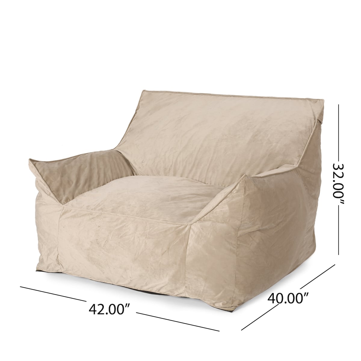 Allea Velveteen Bean Bag Chair with Armrests