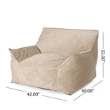 Allea Velveteen Bean Bag Chair with Armrests