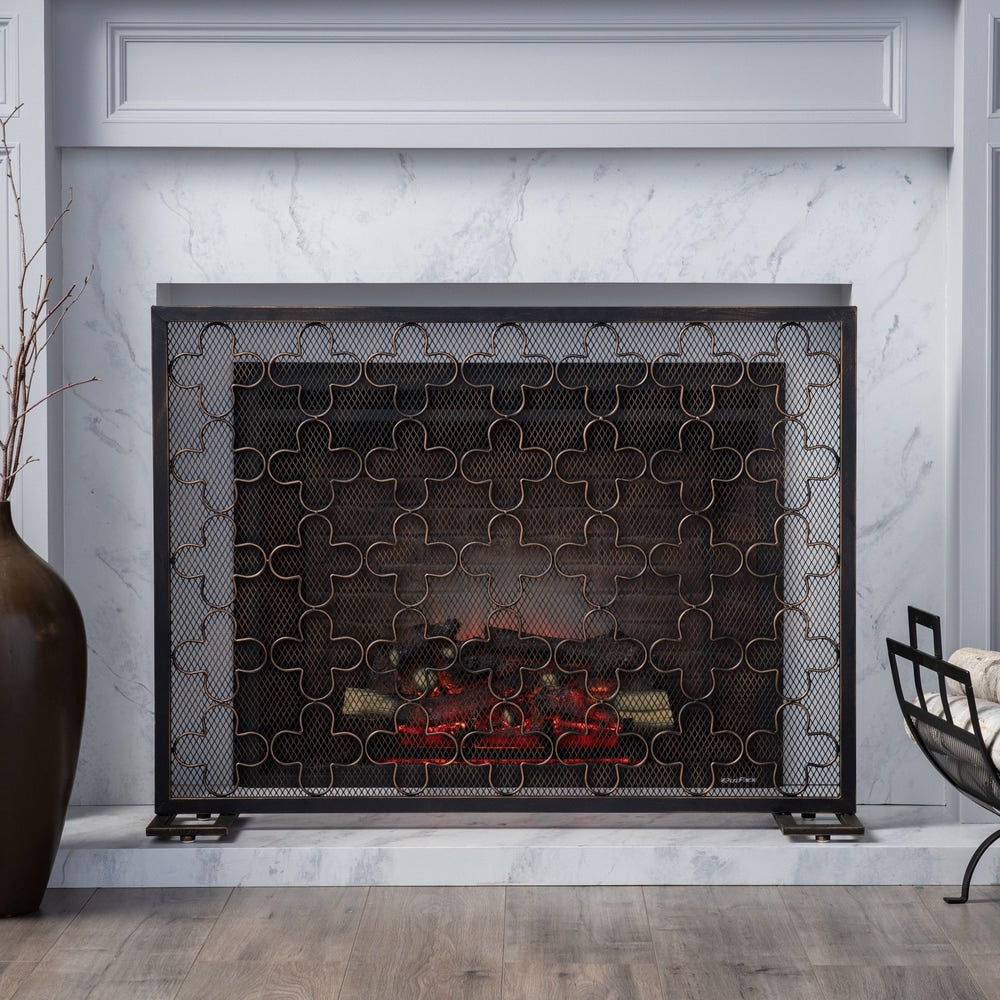 Alleghany Modern Single Panel Fireplace screen by Christopher Knight Home - N/A