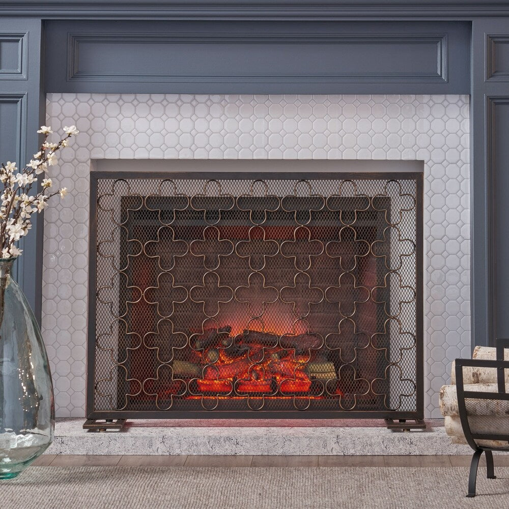 Alleghany Modern Single Panel Fireplace screen by Christopher Knight Home - N/A