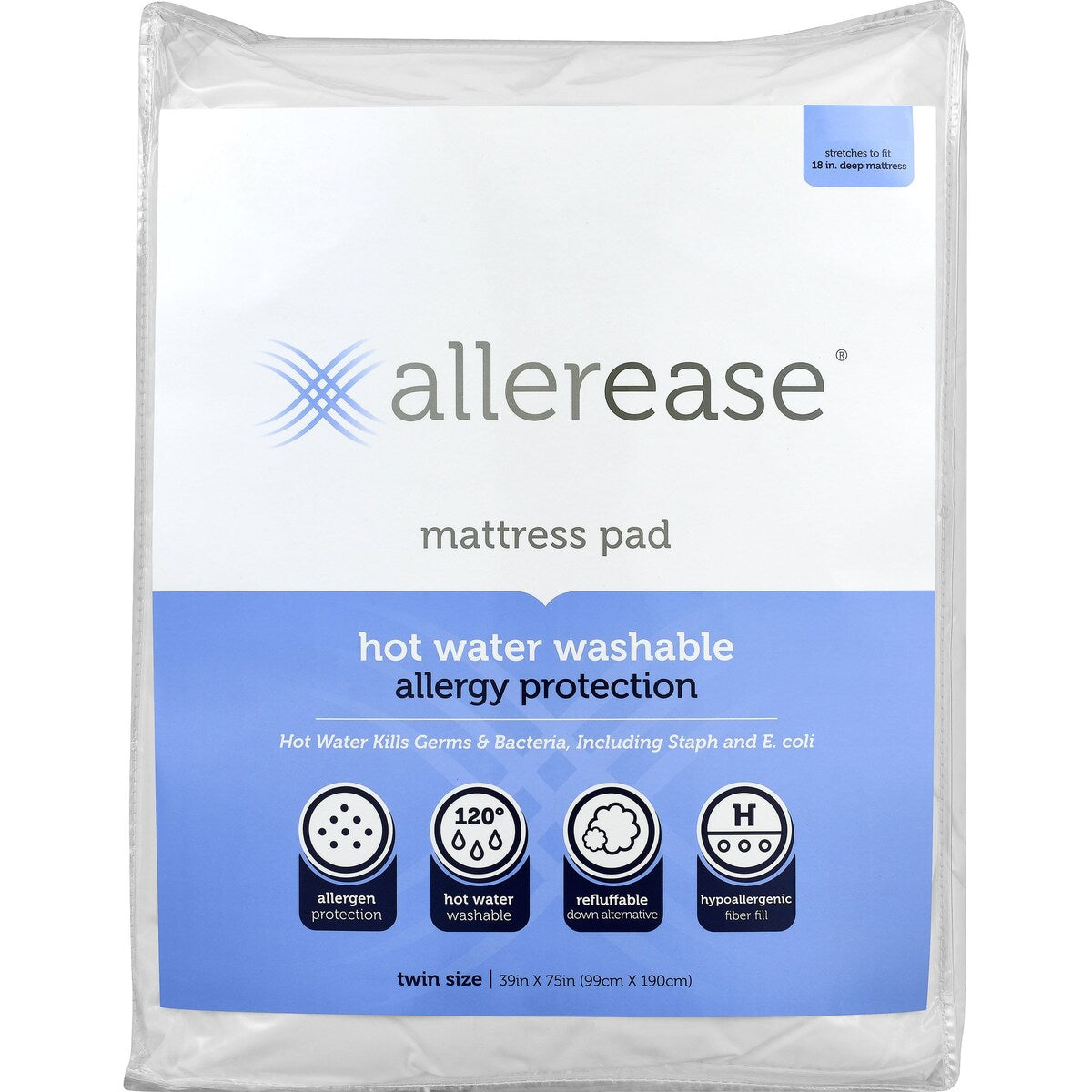 AllerEase Hot Water Washable Mattress Pad