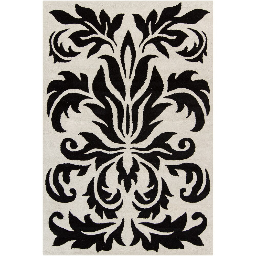 Allie Handmade Black and White Wool Rug