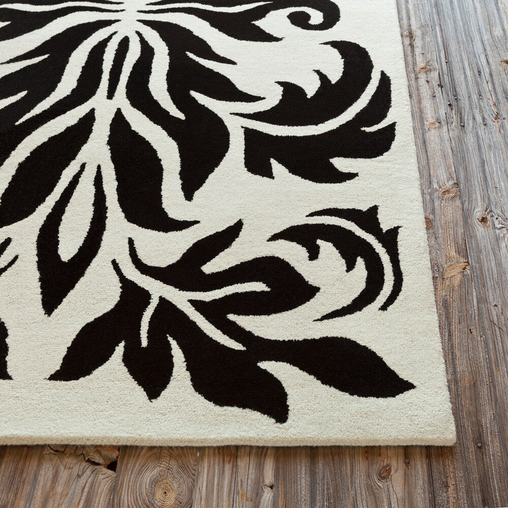 Allie Handmade Black and White Wool Rug