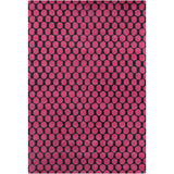 Allie Handmade Geometric Pink/Black Wool Rug - 5' x 7'6