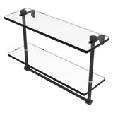 Allied Brass 16 Inch Two Tiered Glass Shelf with Integrated Towel Bar